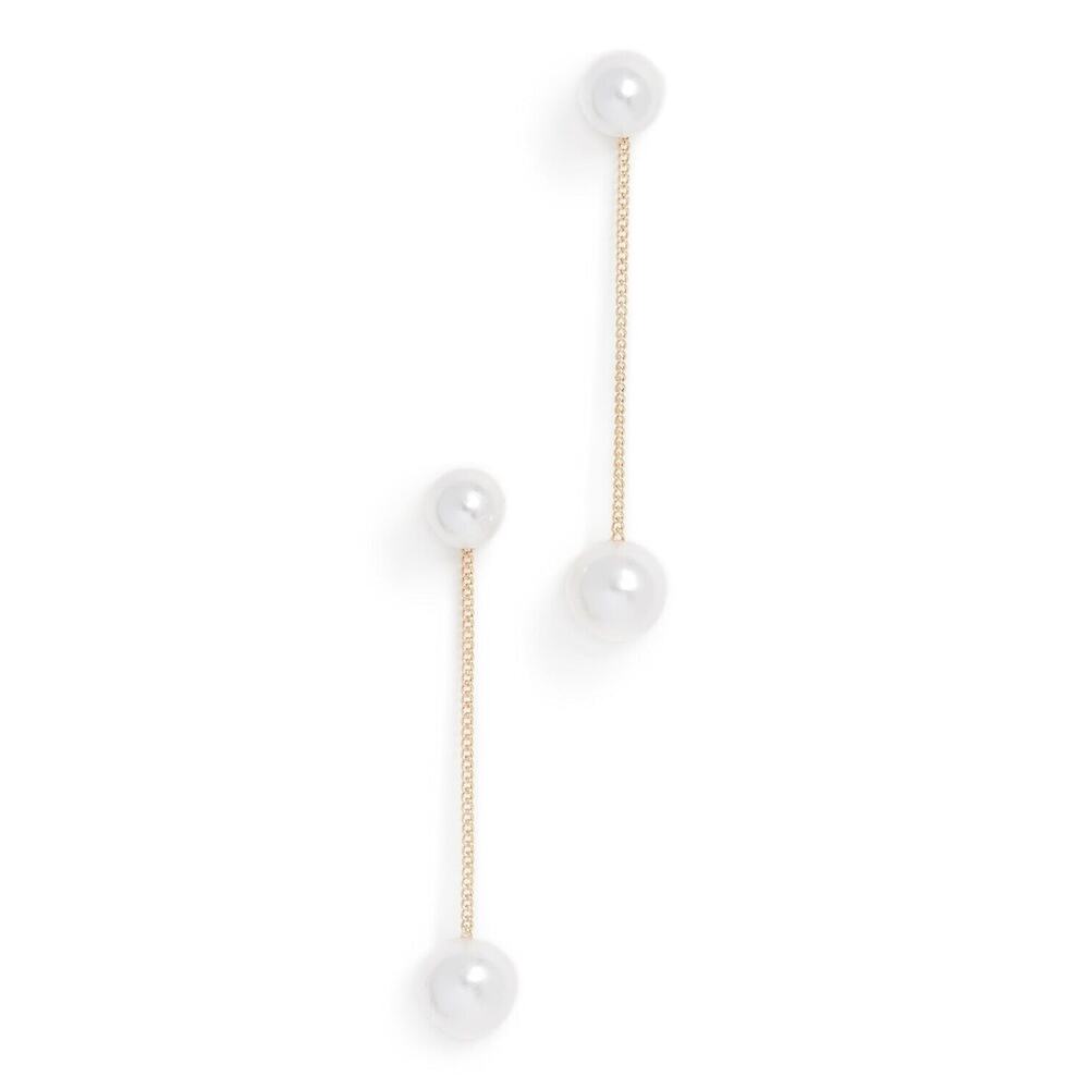 Theia Double Imitation Pearl Earrings - One Size - Yellow Gold - Picture 3 of 3